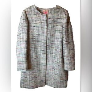 Vilagallo Colorful Tweed Blazer Style Longline Jacket Size 46/ US L